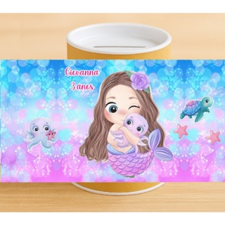 20 a 50 Adesivos para Cofrinho Personalizados Sereia– Ideal para Festas e Lembrancinhas! em Oferta na Shopee