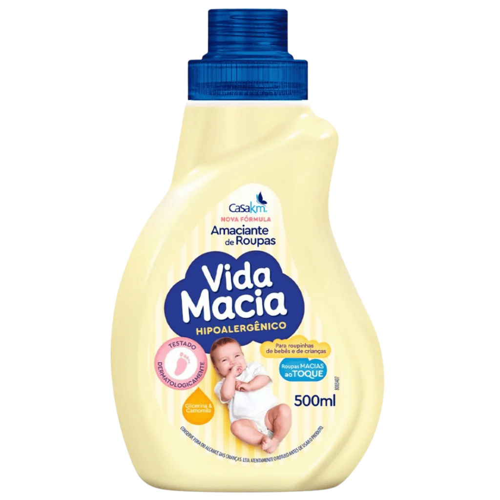 Amaciante Vida Macia Hipoalergênico Glicerina & Camomila 500ML Roupinha Bebê Criancas Roupas Suave