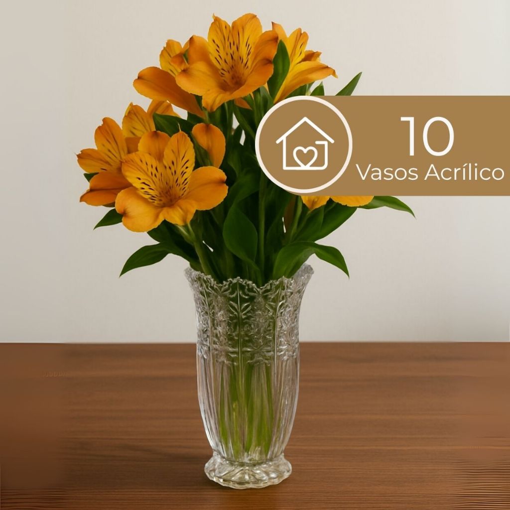 Kit 10 Vasos Transparente Acrílico Centro de mesa decorativo Aparador Para Casa Escritório Festa em Oferta na Shopee