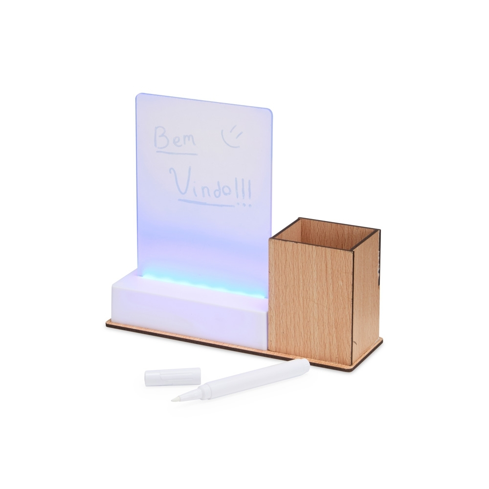 Quadro de Mensagens Iluminado LED – Design Moderno com Caneta e Base Estável