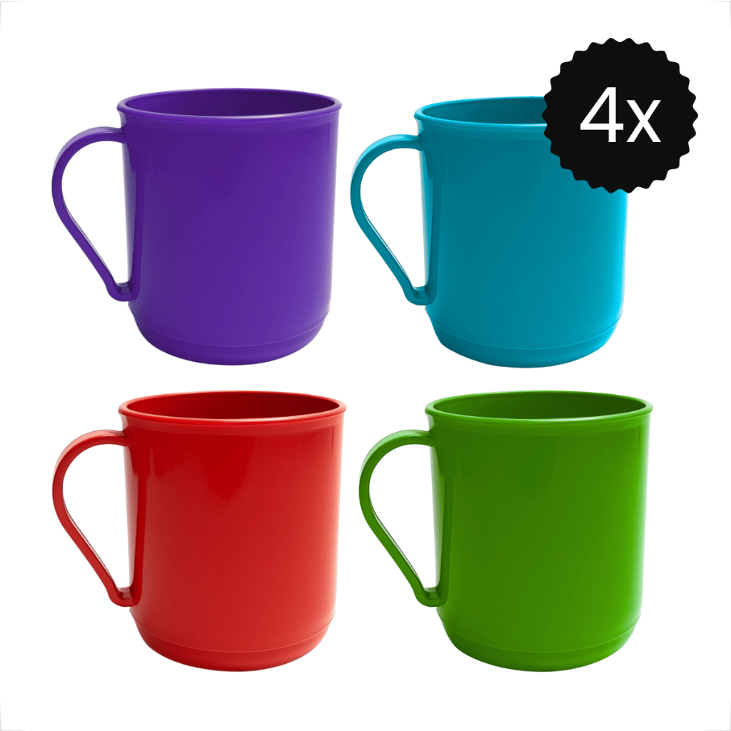 Kit 4 Canecas Plásticas Premium 400ML Escolar Para Merenda Cantina Creche Festas e Eventos em Oferta na Shopee