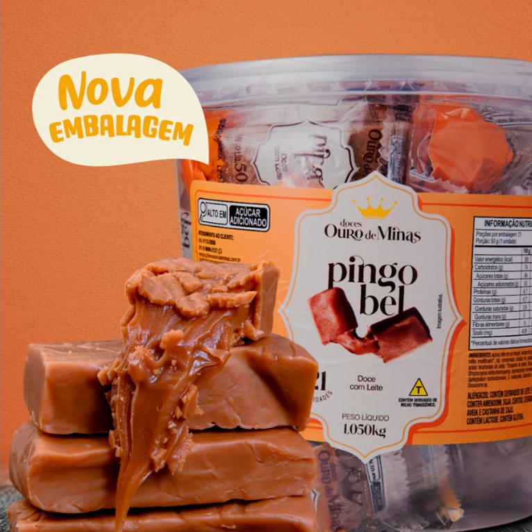 Doce Pingo Bel marca Ouro de Minas doce com leite