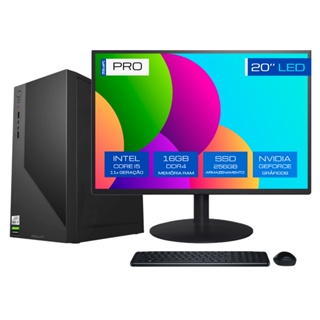 Computador BluePC PRO Intel i5 11400F, 16GB, SSD 256GB, Geforce, Win 11 Pro, Monitor 20- CDBP-PRO150 em Oferta na Shopee