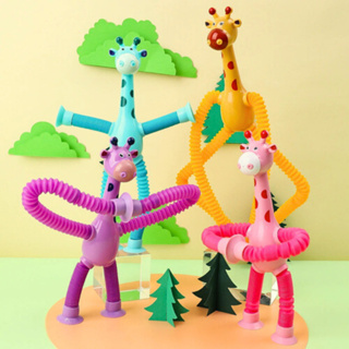 1/2/3/4 unidades girafas estica e gruda melman pop it tubo com luz brinquedo para crianças sensorial em Oferta na Shopee