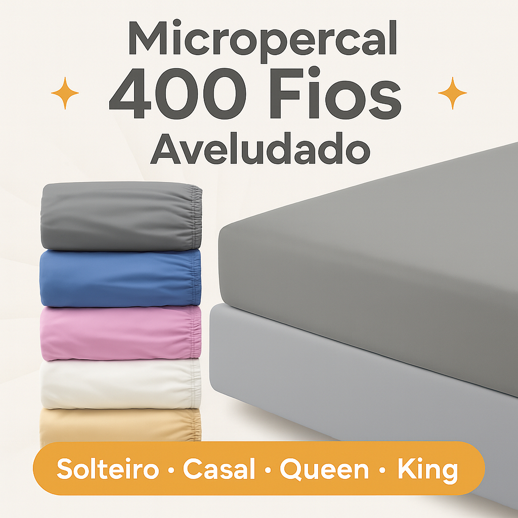 Lençol Avulso com Elástico Micropercal 400 Fios Solteiro Casal Queen King Toque Aveludado e Macio em Oferta na Shopee