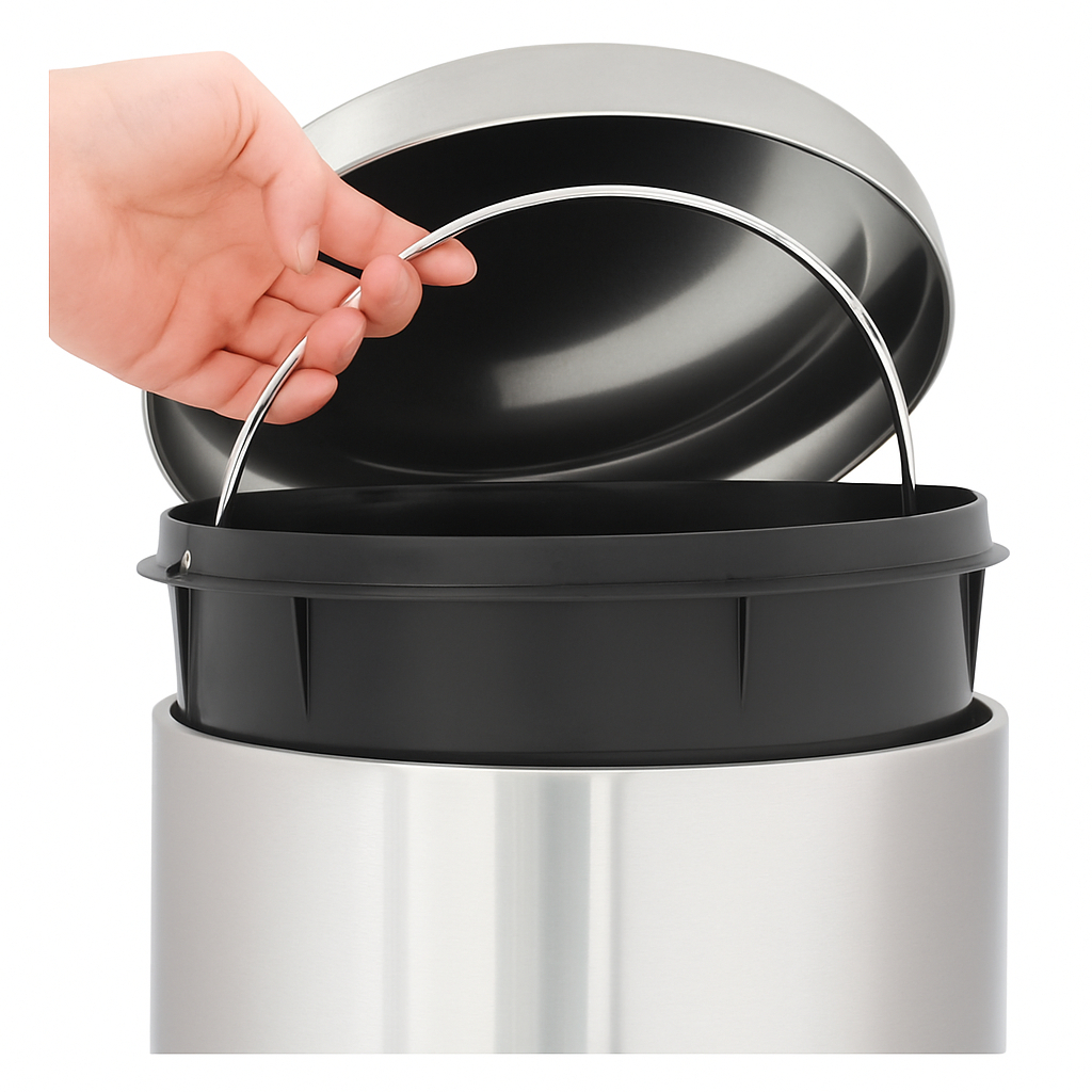 Lixeira Inox com Pedal e Balde Removível 12 Litros Vittak Cor Cinza