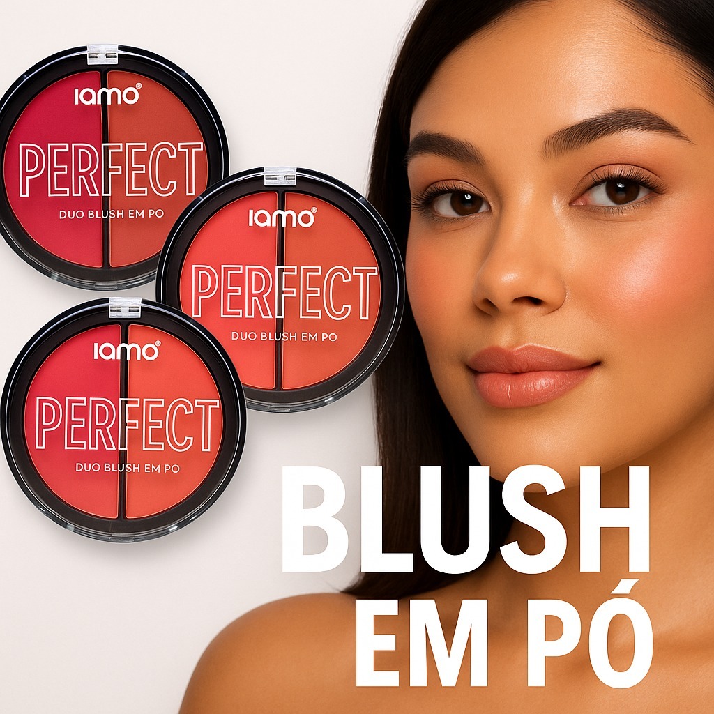 Blush Duo Compacto Bicolor Em Pó Longa Duração Cor Pigmentada Natural Powder Cosmético em Oferta na Shopee