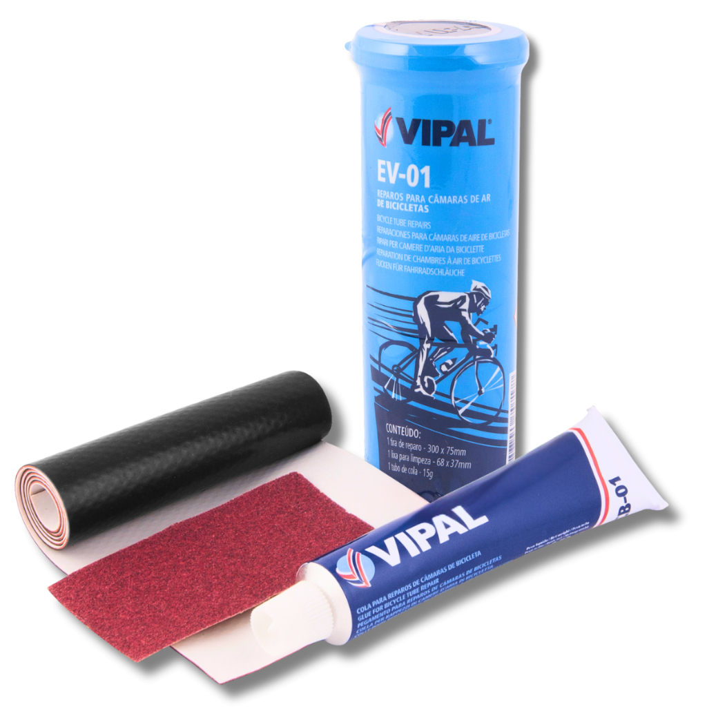 Kit Reparo Camara de Ar Bicicletas Cola + Lixa + Tira Reparo Vipal