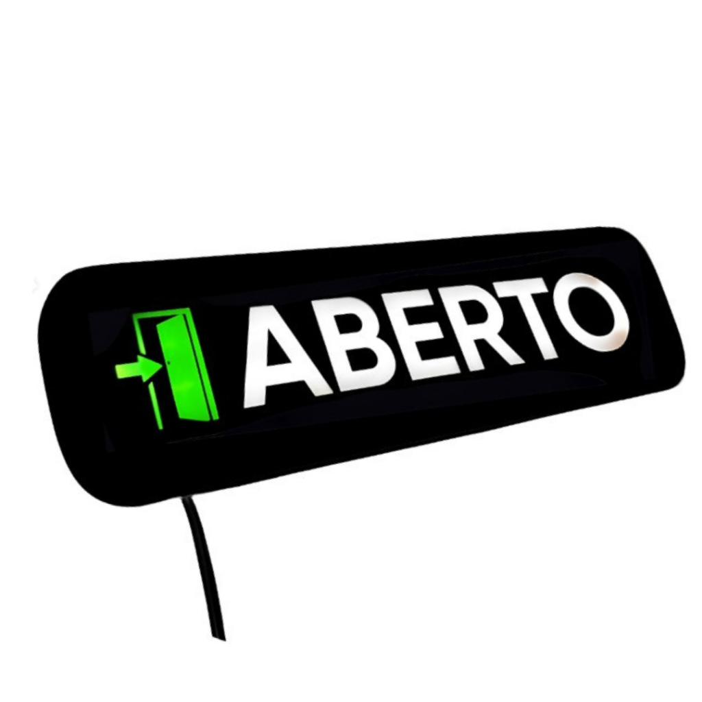 Placa Aberto Led Letreiro Luminoso Aberto