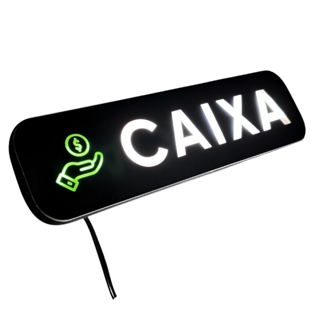 Placa Led Caixa Letreiro Luminoso Caixa em Oferta na Shopee