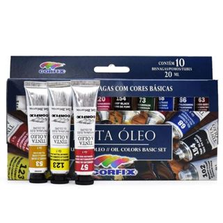 Estojo com 10 Cores Tinta Óleo Corfix 20ml Cada - Alta Pigmentação e Aderência em Oferta na Shopee