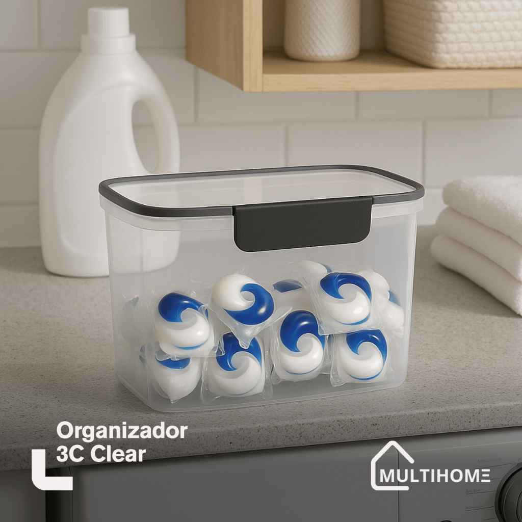 Pote Hermético para Grãos 1,9 Litros Transparente Organizador Cozinha Mantimentos Despensa Lavanderia