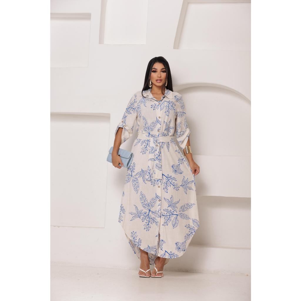 vestido chamise estampado em Oferta na Shopee