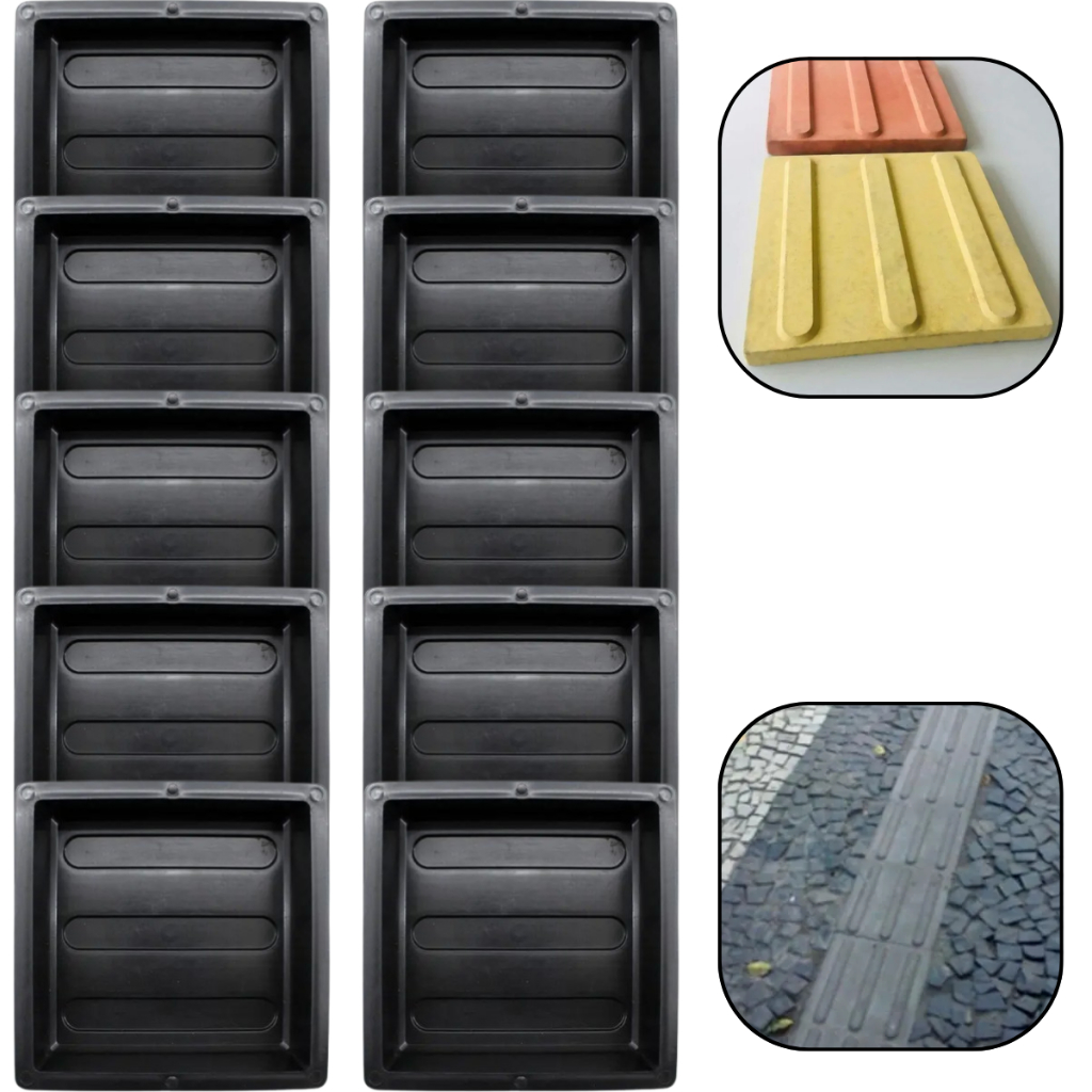Kit c 10 Forma Molde Plastico 20x20x3 Bloquete Médio Sinalizador Acessibilidade Calçada Piso Tátil