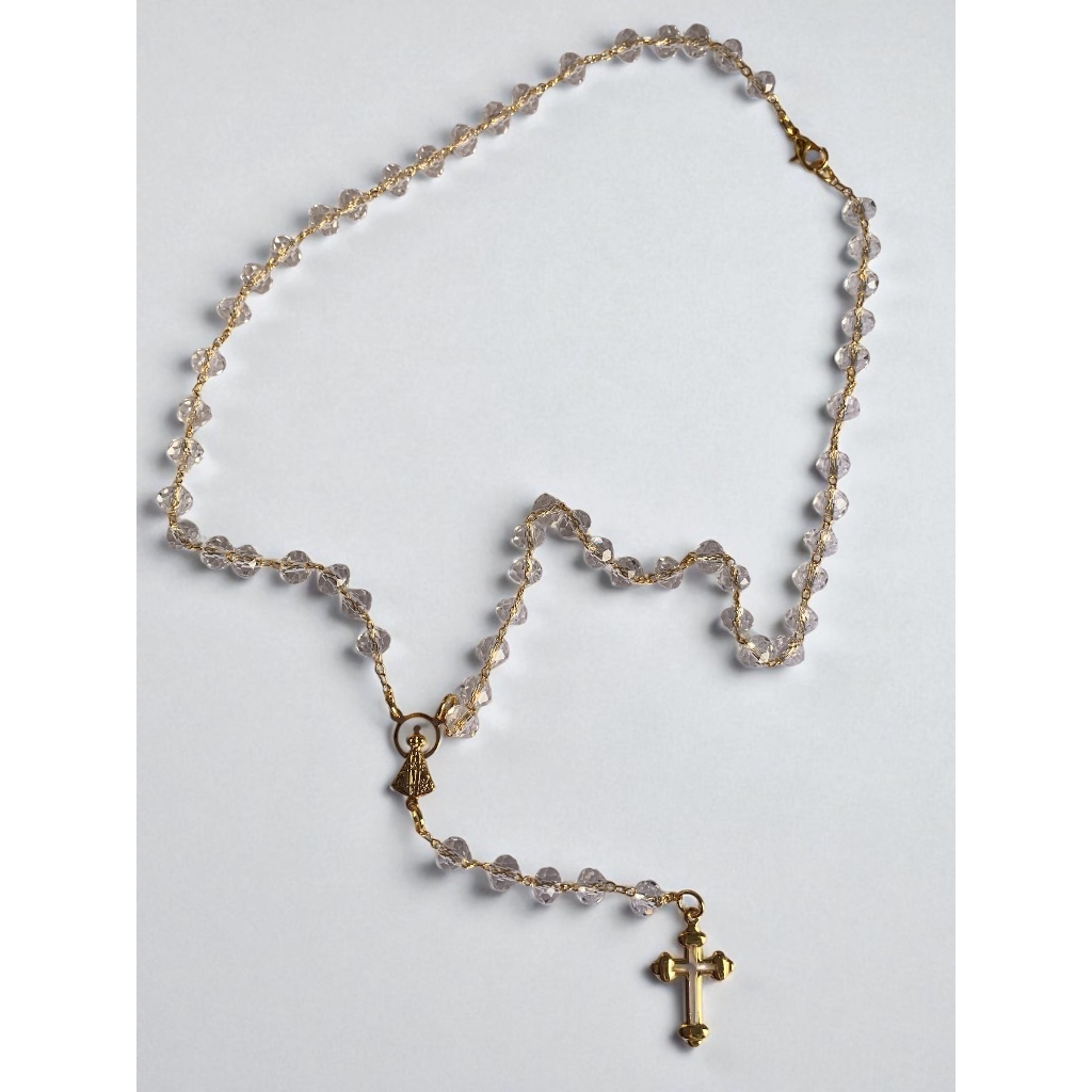 Terço Cristal de Nossa Senhora Aparecida com fecho — imagem 2 de 2