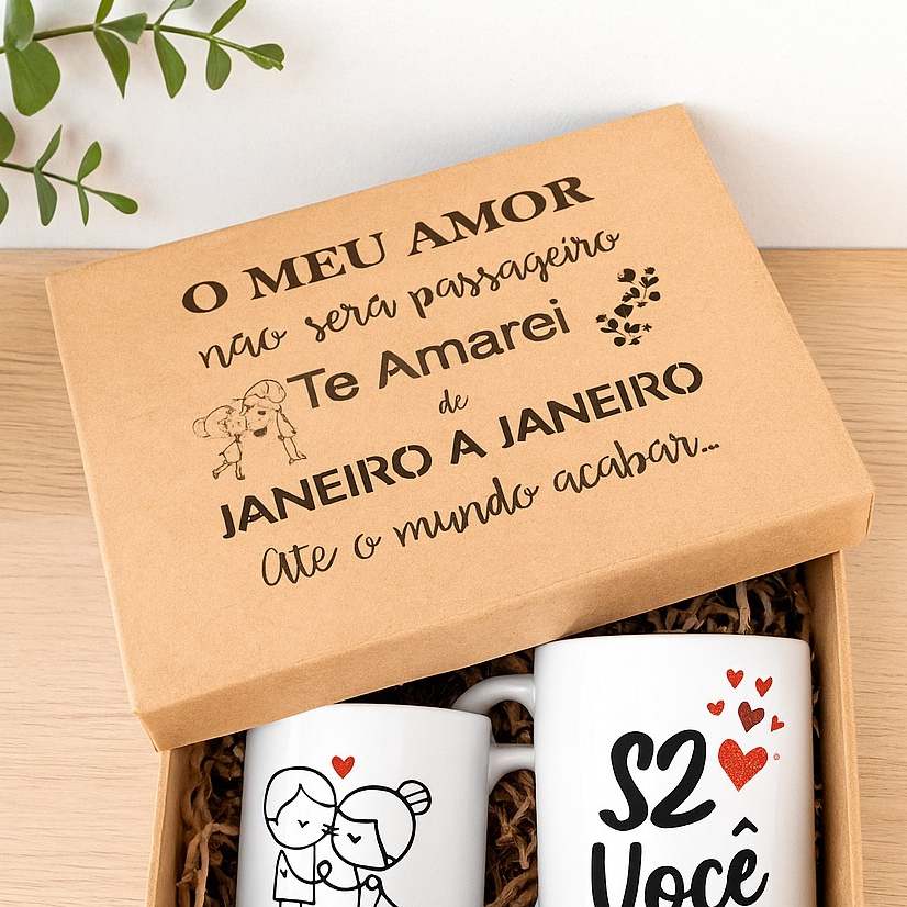 Caixa Decorada Presente Para Namorados Janeiro a Janeiro 23x19x8 Envio Imediato Pronta Entrega