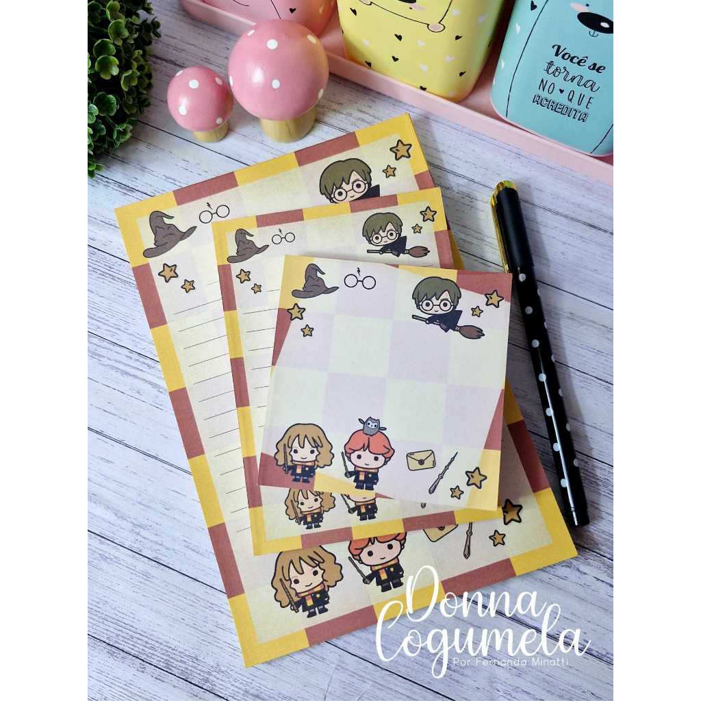 BLOCO DE ANOTAÇÕES HARRY POTTER -  FOLHAS DECORADAS - PQPELARIA FOFA em Oferta na Shopee