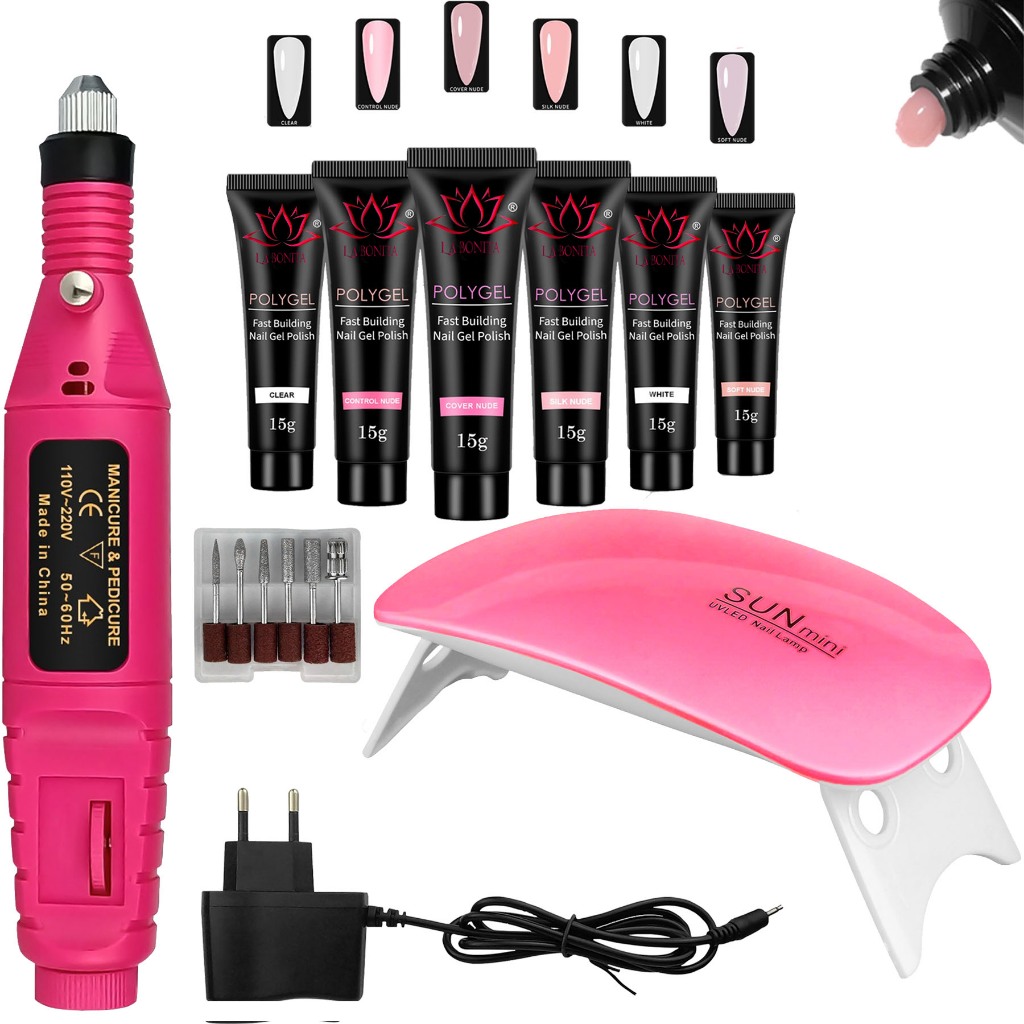 KIT POLYGEL + LIXADEIRA  DE UNHA + CABINE SUN em Oferta na Shopee