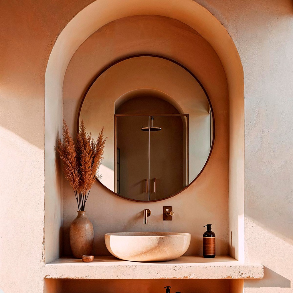 Espelho Redondo com Borda em Couro Ecológico e Costura Dupla para Banheiro Sala 40cm 50cm 60cm em Oferta na Shopee