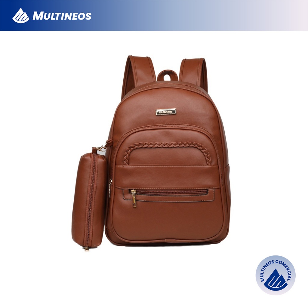 Bolsa De Mochila Feminina Com Estojo De Costas Em Couro Sintético em Oferta na Shopee