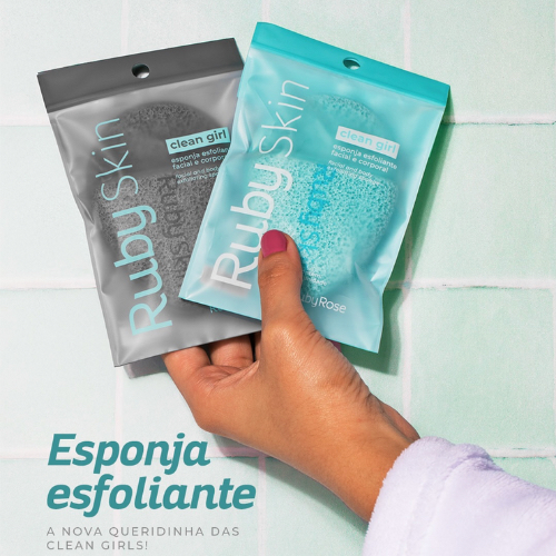 Esponja Esfoliante Puff Clean Girl Ruby Skin Ruby Rose HBA7000 Limpeza Facial