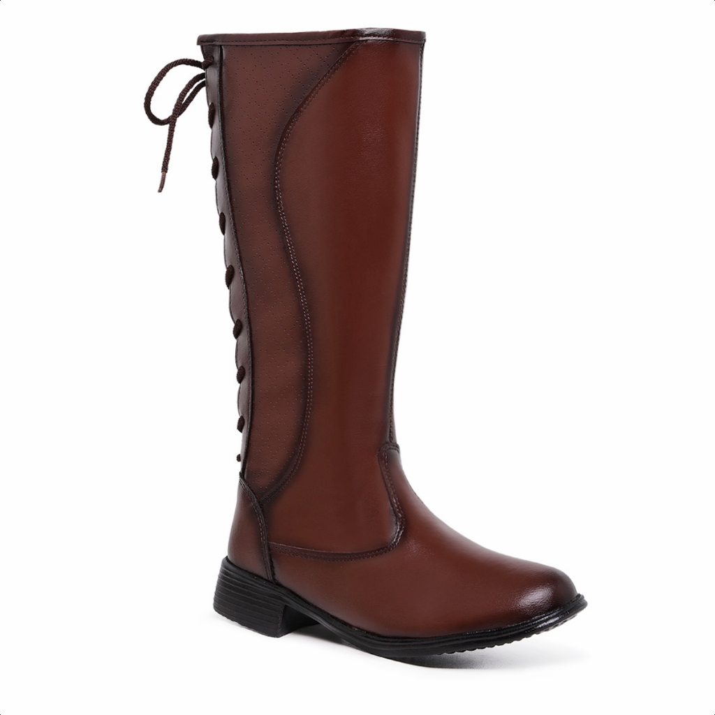 Bota Montaria Cano Longo Feminino Detalhe com Amarração