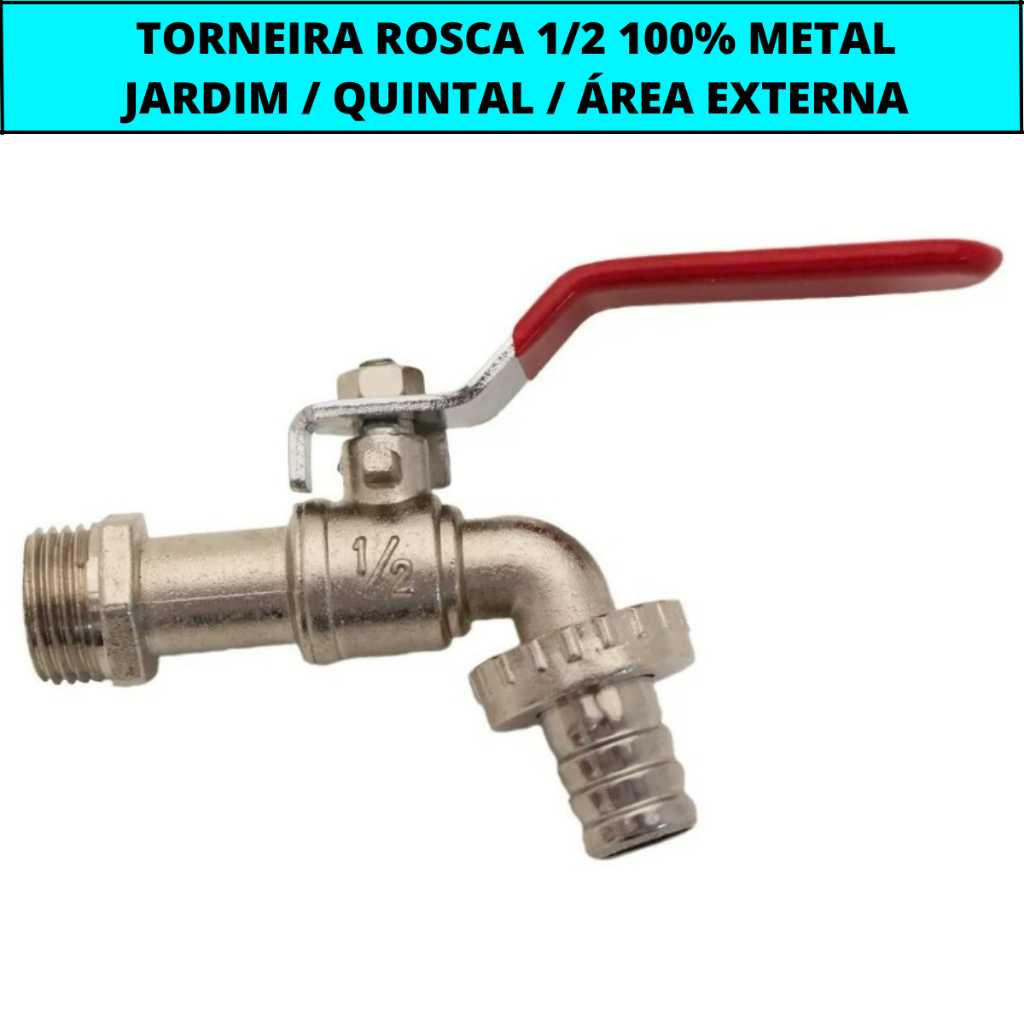 Torneira Esfera Válvula Metálica Para Jardim Quintal Tanque Com Rosca De 1/2 Ou 3/4 Polegadas