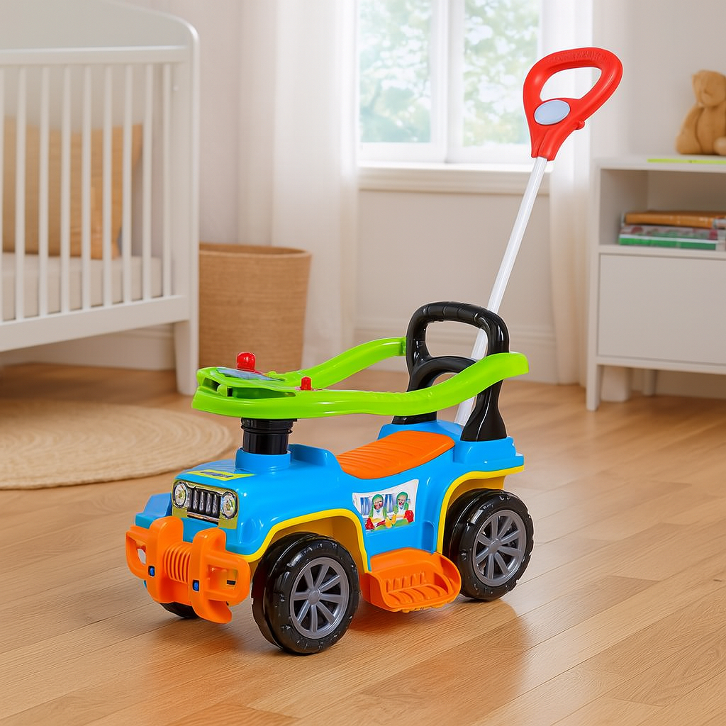 Carrinho Jip Jip Infantil de Passeio com Haste, Cercado e Buzina