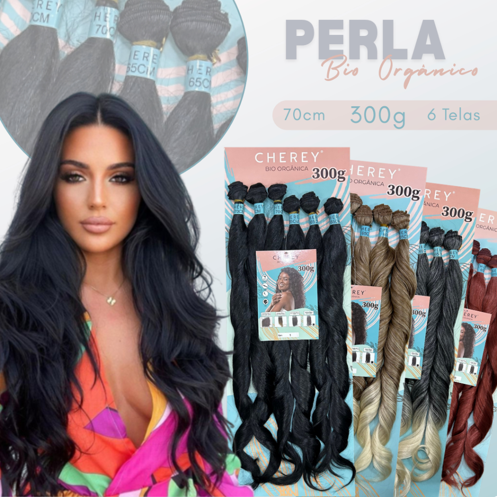 Cabelo Bio Orgãnico Perla 70cm 300gr Cherey Original Fibra Ondulada em Oferta na Shopee