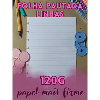 Refil de Folhas Caderno Inteligente / Caderno de Discos 120G - Pautado - Vários Tamanhos - Folha Offset