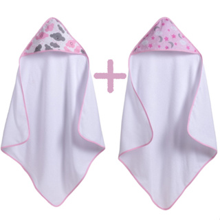 Duas (2) Toalhinhas para bebê com capuz forrado saída maternidade antialérgico em Oferta na Shopee