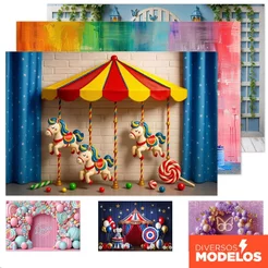 Fundo Fotográfico Infantil Dia das Crianças 2,20x150m Tecido Sublimado Painel Horizontal