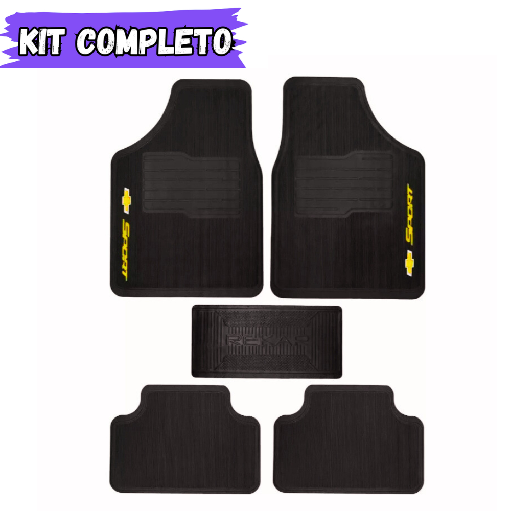 Tapete Chevrolet Carro Agile Classic Cobalt Celta Corsa 5 Peças Antiderrapante Sport com Logo em Oferta na Shopee