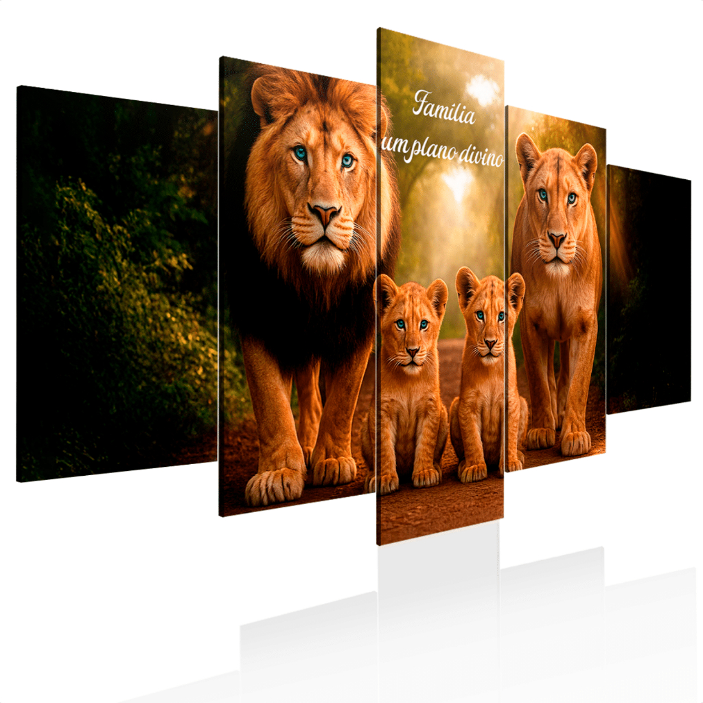 Quadro Decorativo Família Projeto De Deus Leões 115x60 em Oferta na Shopee