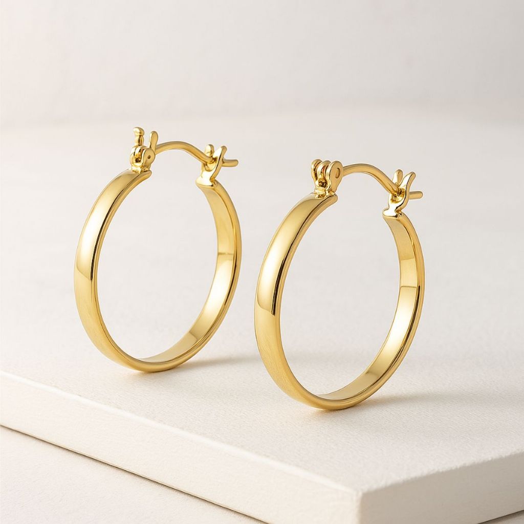 Brinco de Argola Lisa Banhado A ouro Direto Da Fabrica em Oferta na Shopee