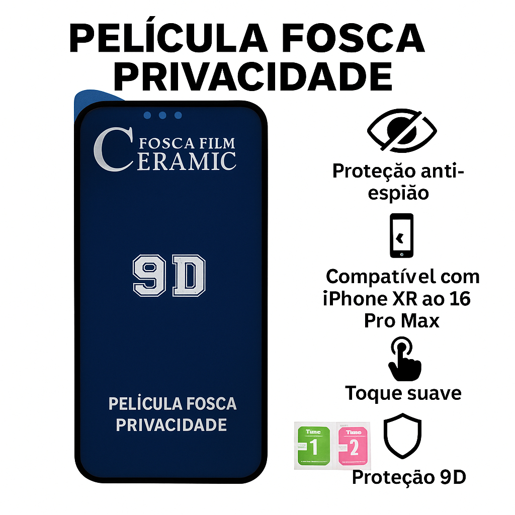 Película de Cerâmica Fosca Privacidade Anti-Spy para Apple iPhone Todos os Modelos
