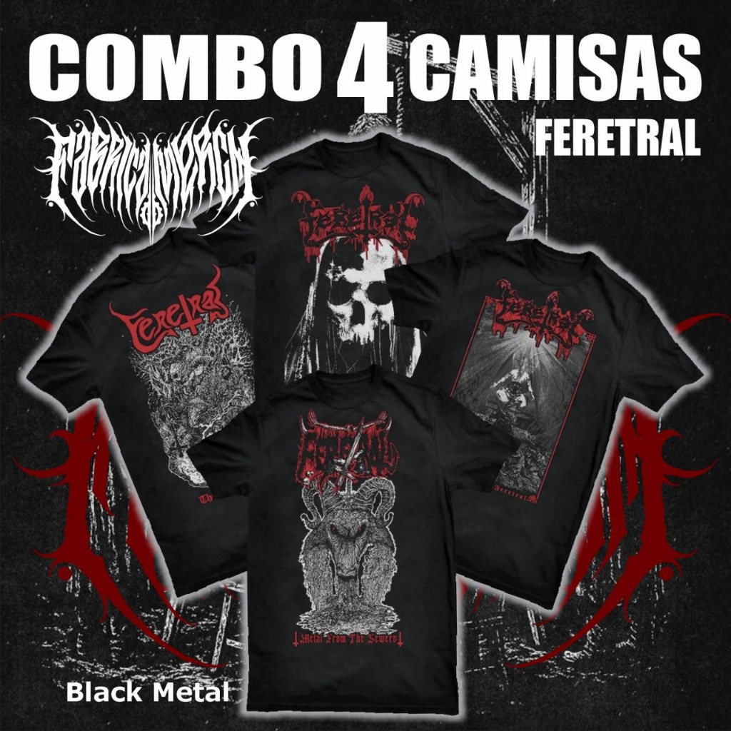 COMBO 4 CAMISETAS FERETRAL black death metal, brutal death metal, rio de janeiro death metal metal of sewers