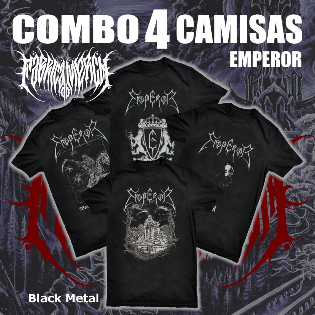 COMBO 4 CAMISETAS EMPEROR black metal, deathblack metal,northen black metal, no god metal,