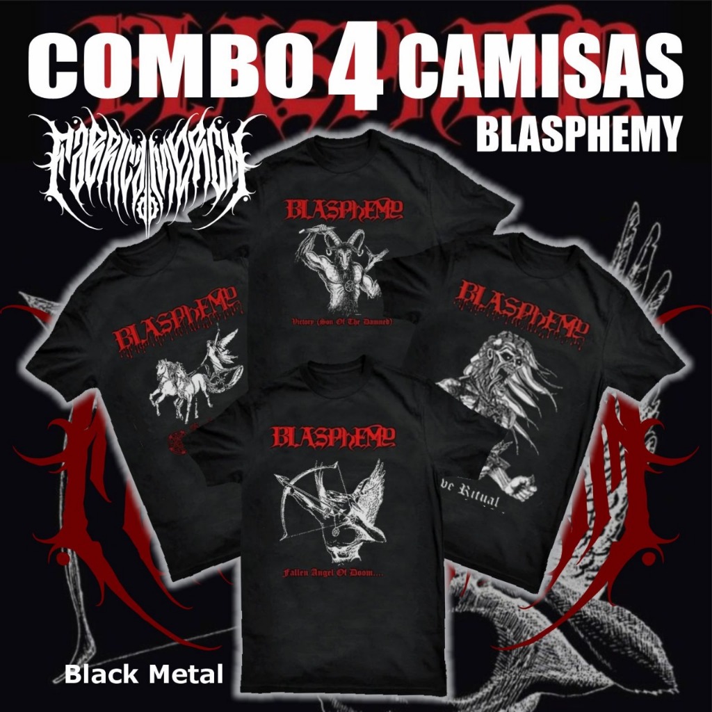 COMBO 4 CAMISETAS BLASPHEMY, black metal, deathblack metal,northen black metal,GOD OF WAR