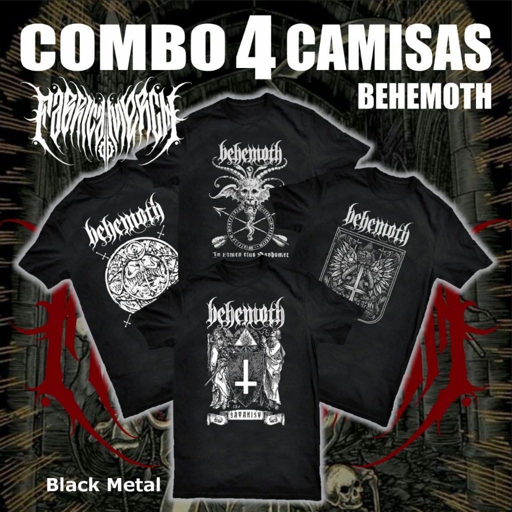 COMBO 4 CAMISETAS BEHEMOTH black metal, deathblack metal,northen black metal the satanist metal polonia