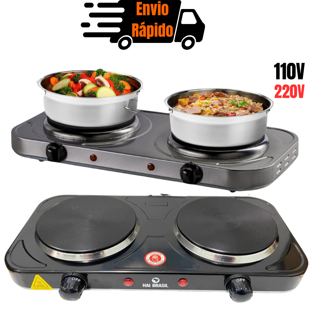 Imagem Fogão Elétrico Cooktop 2 bocas Indução Portátil 127v 220v Fogareiro Camping Linha Premium