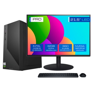Computador BluePC PRO Intel i5 12400F, 32GB, SSD 512GB, Geforce, Win 11 Pro, Monitor 21- CDBP-PRO187 em Oferta na Shopee