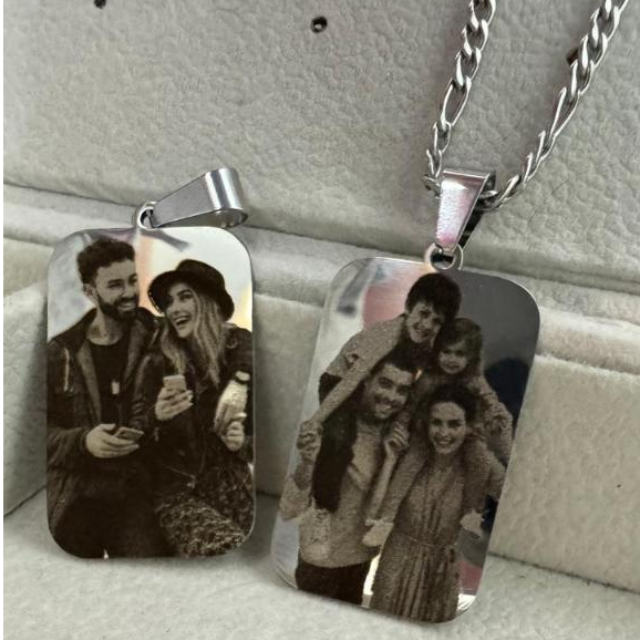 Corrente com Pingente Foto Gravação Realista Inox em Oferta na Shopee