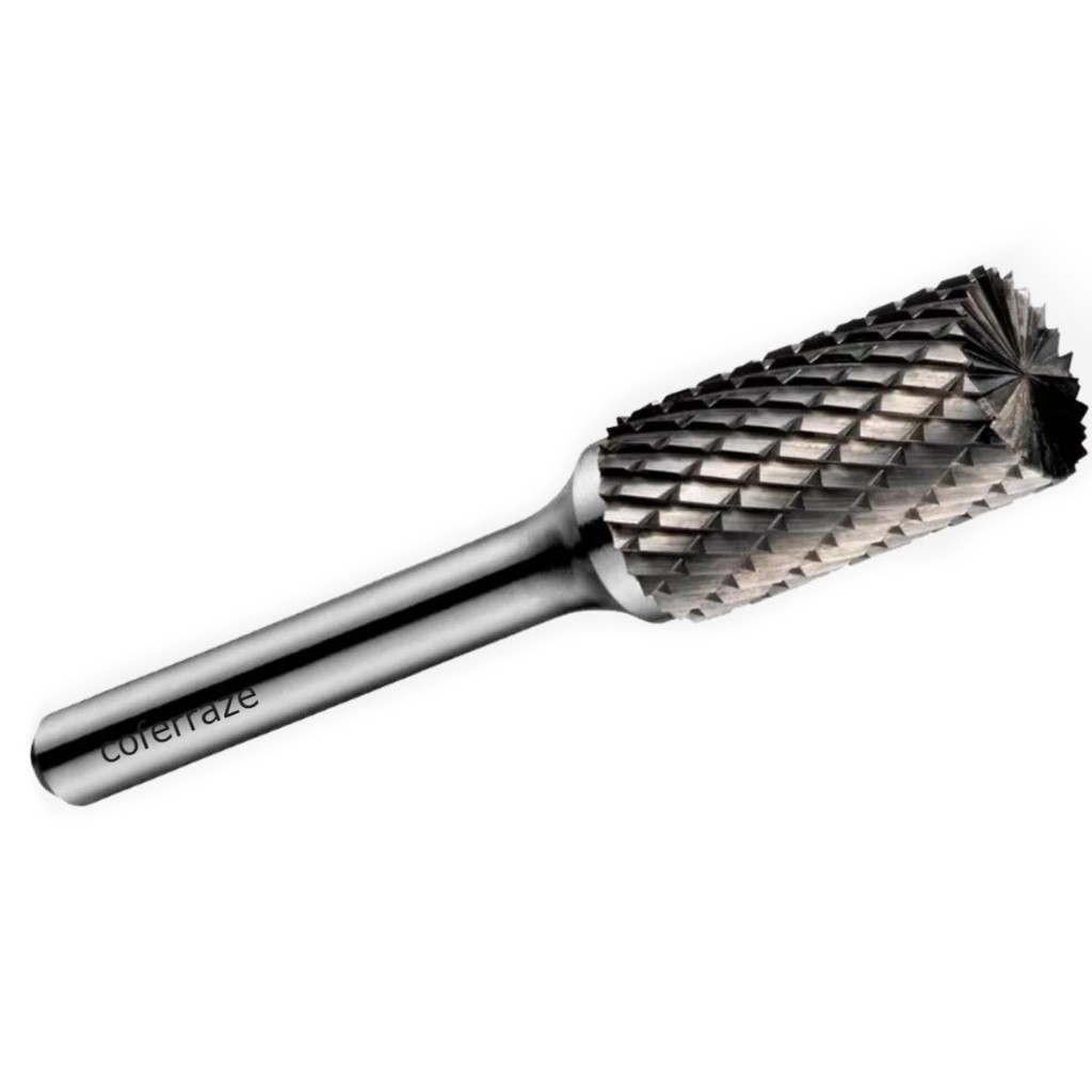 1 Fresa Lima Rotativa Metal Duro Cilíndrica 8 x 20 Com haste 1/4 Corte Frontal Para Ferro