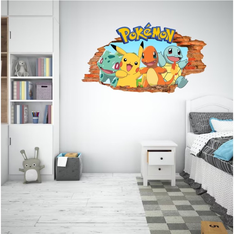 Adesivo com recorte especial Pokemon quebrando parede