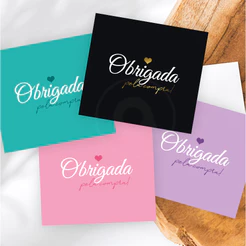Cartão Agradecimento - Postal - Cores - Obrigada pela compra - 9x10cm