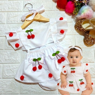 Body Romper Bebê Branco Borboleta Mesversário Cereja 3D Frutinha Vermelha 3 a 9 Meses em Oferta na Shopee