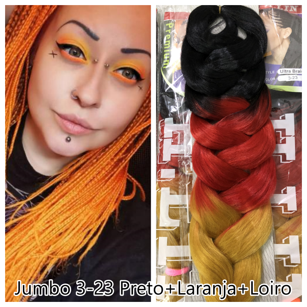 Kanekalon Jumbo Tranças Box Braid Twist Cor 2-23 preto com azul claro marca H. Lin 165gramas 208cm