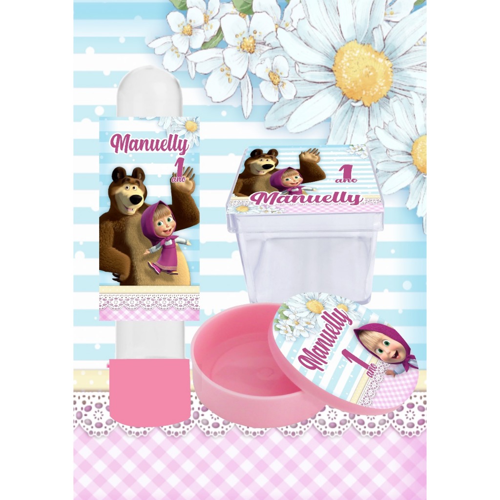 Kit 60 Adesivos Masha e o Urso Personalizados – Latinha, Tubete, Caixa Acrílica-LATINHA,TUBETE, CX ACRILICA NÃO INCLUSO