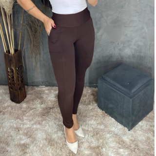 Montaria Marrom com Bolso Feminina Tecido Flanelado Forrado Por Dentro Cintura Alta em Oferta na Shopee